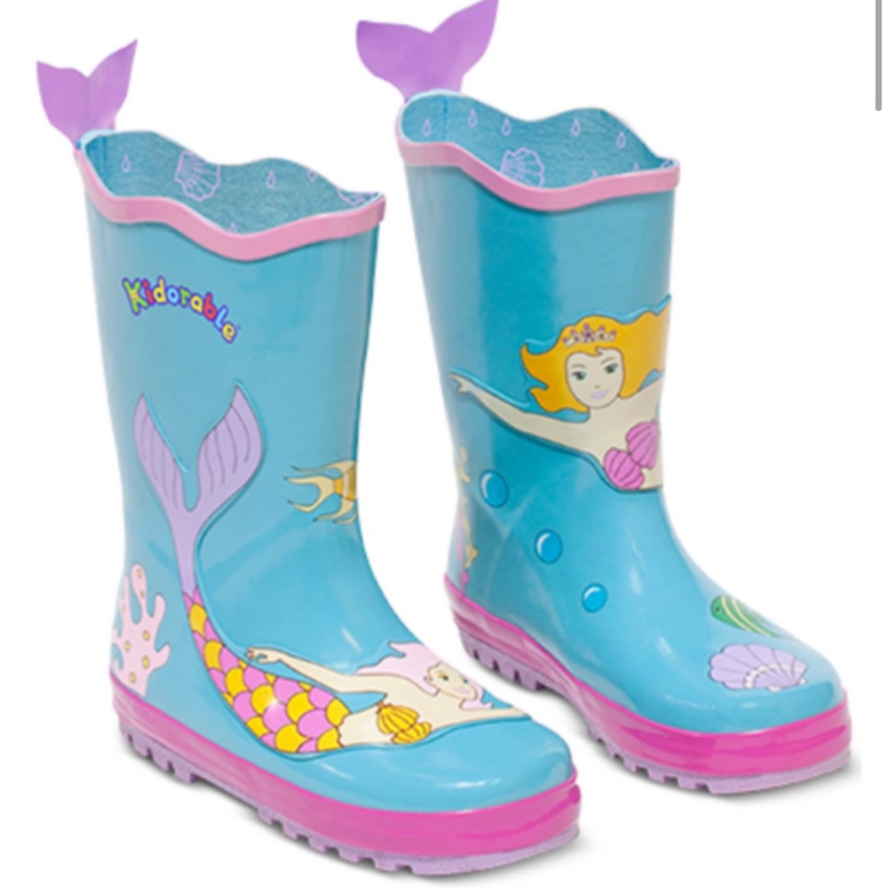 New Kidorable little girl’s mermaid rain boots shoes 1 gift blue birthday gift